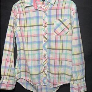 Cat & Jack Pastel Plaid Button-Down Shirt in Pink, Blue, Yellow, Green